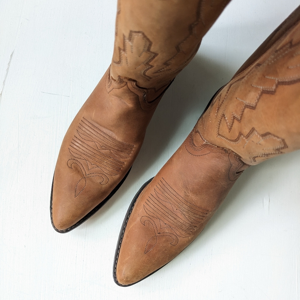 Vintage Dan Post Marlboro Gear Leather Cowboy Western Boots Women's 6M - Picture 8 of 16